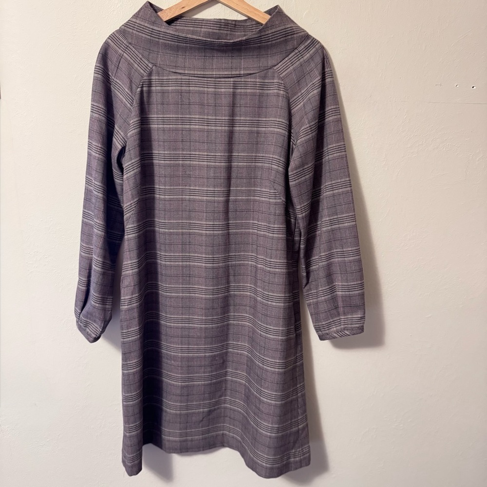 Lapis womans brown plaid long sleeve mock neck dress Size Medium